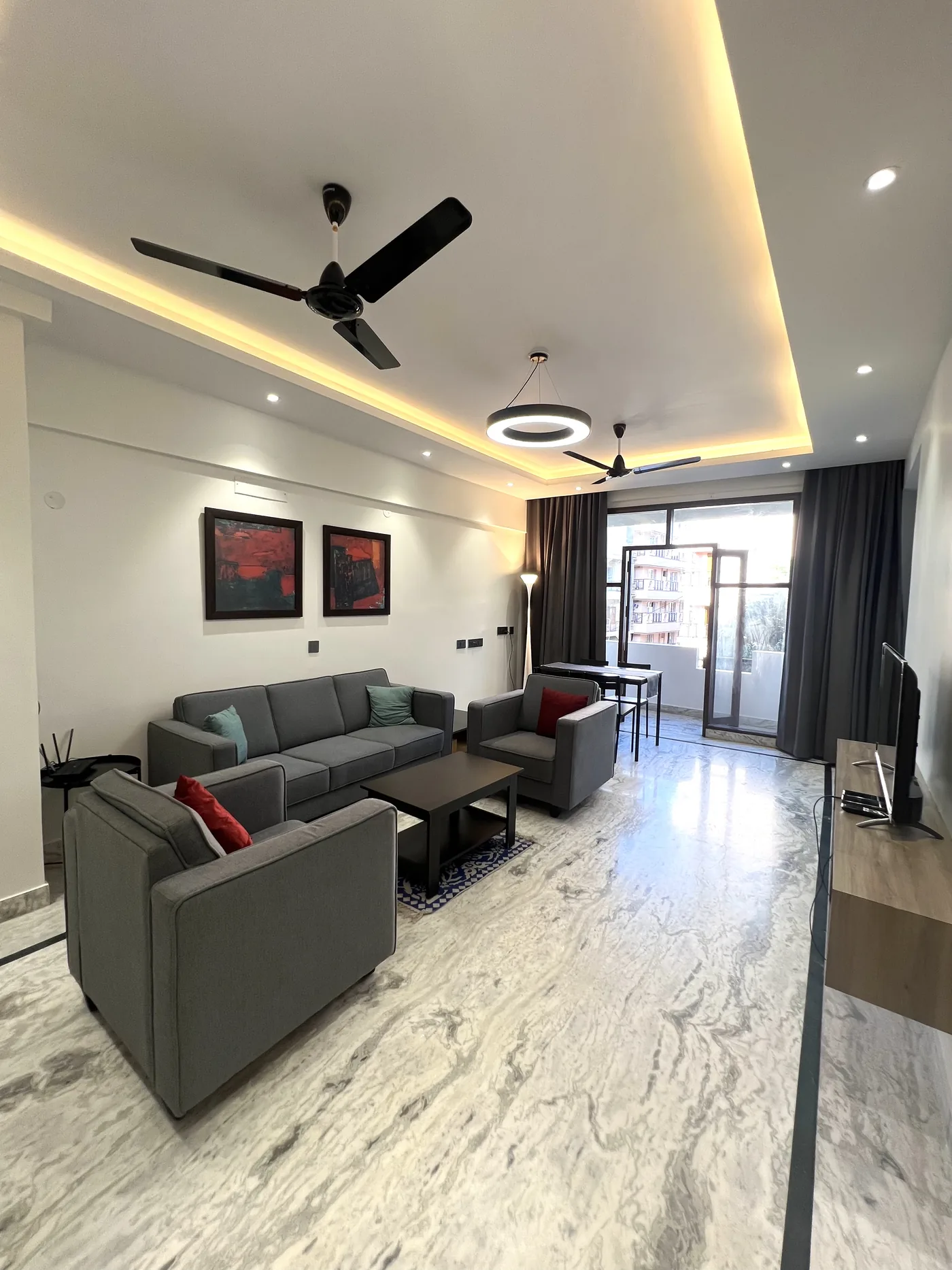 Living room at Aishwarya Apartment.